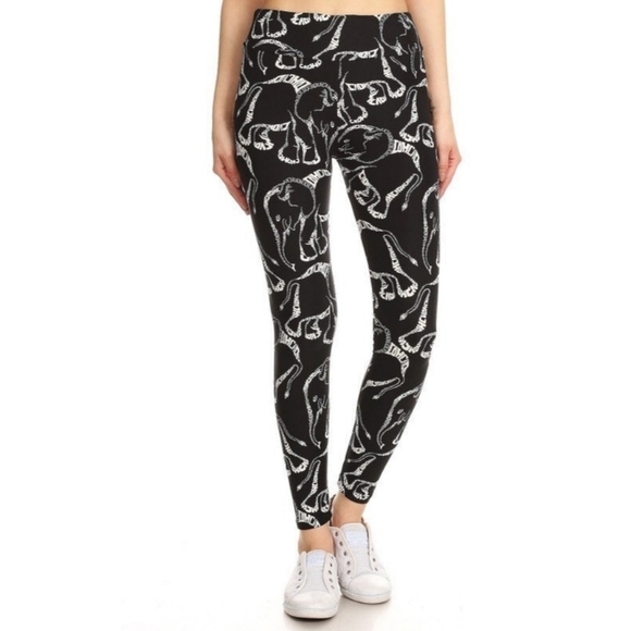LEGGINGS DEPOT Elephant Animal Print Yoga Top Full Length Leggings Size 10 NWT - Picture 3 of 4